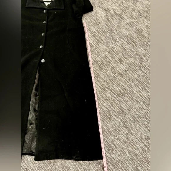 Vintage Marvin Richards Women’s 16 Cashmere & Wool Trench Coat Black Long - Picture 8 of 9